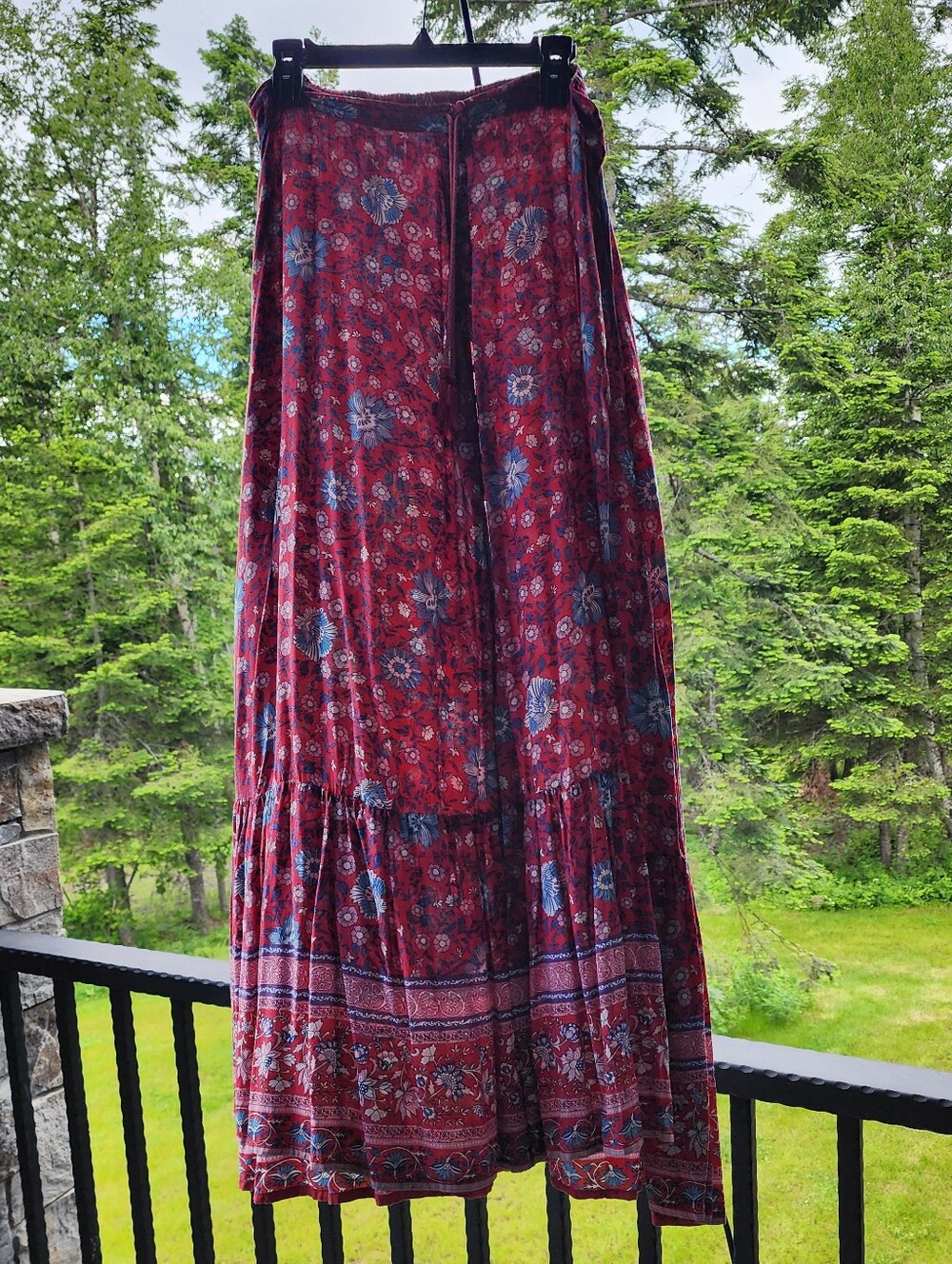 Spell & Gypsy Folktown Skirt Wine XL Rare Vintage Boho Maxi - Picture 2 of 16